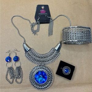 Paparazzi Silver Necklace with Blue Accents